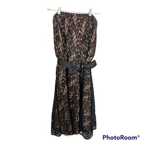 Ann Taylor Loft black lace strapless dress size 10
